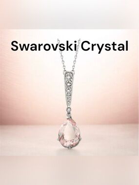 SWAROVSKI CRYSTAL - PINK CRYSTAL AND SILVER PENDANT AND NECKLACE